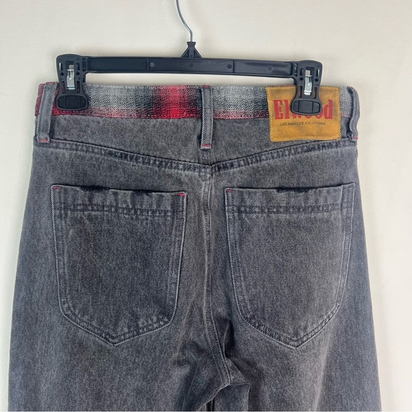 Elwood Raw Hem Flare Jeans Flannel Waist City Wash Size 28 - Picture 5 of 10
